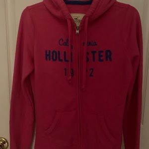 Pink Hollister Zip Up Hoodie With Logo